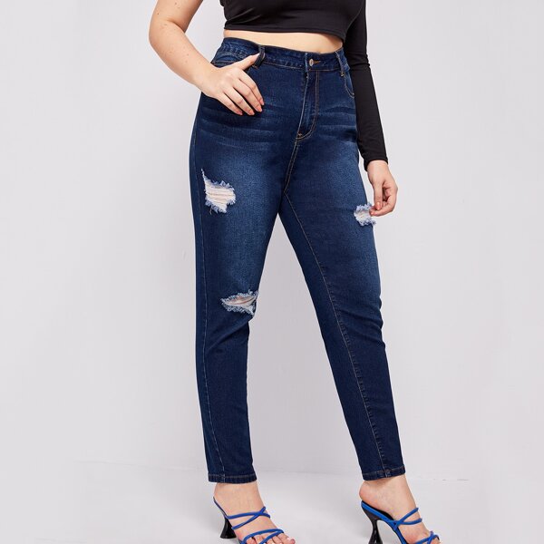 

Plus Ripped Detail Dark Wash Jeans
