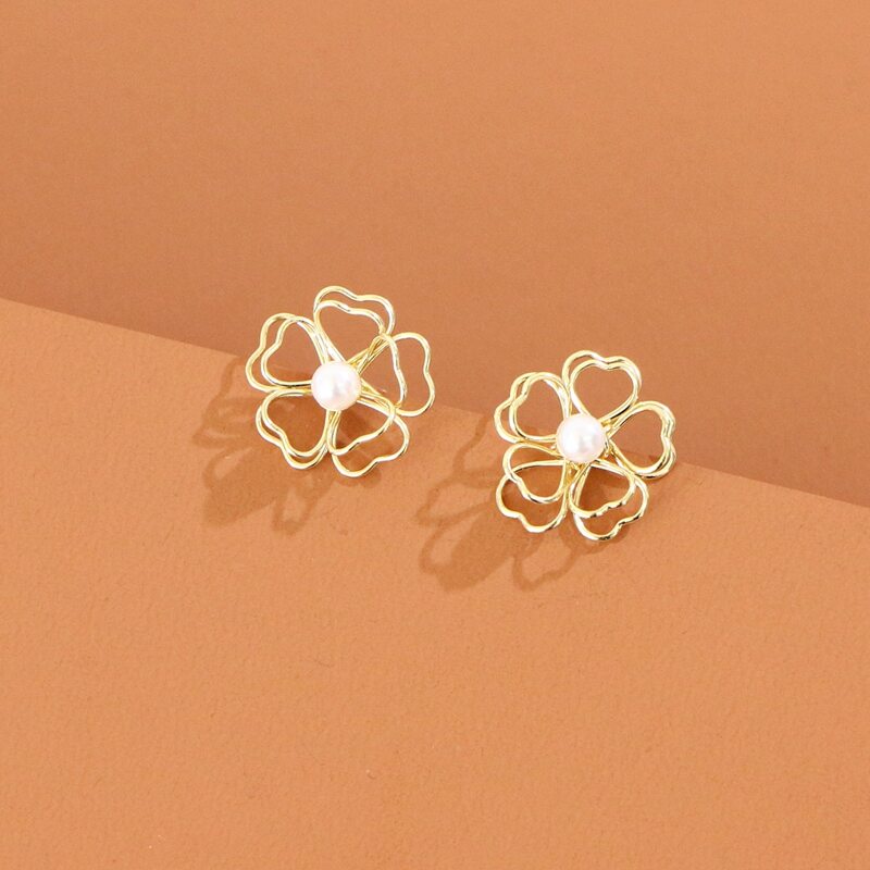 

Faux Pearl Stud Earrings, Gold