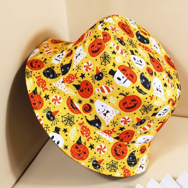 

Halloween Pumpkin Pattern Bucket Hat, Multicolor