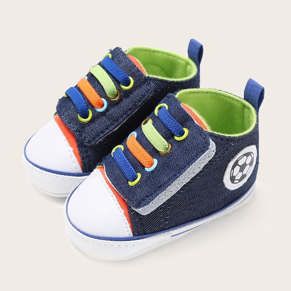

Baby Boy Football Pattern Velcro Strap Sneakers, Navy blue