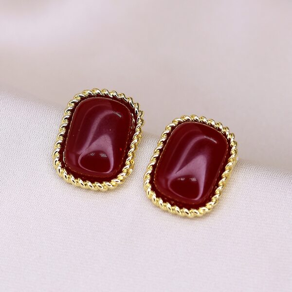 

Gemstone Stud Earrings, Red