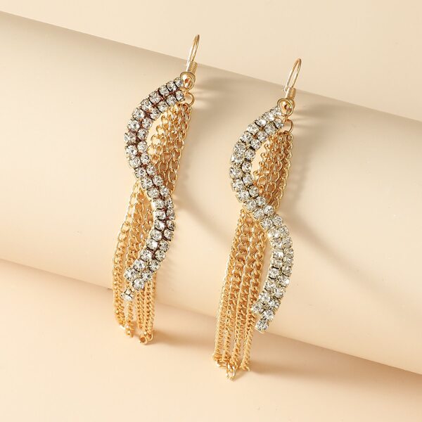 

Rhinestone Tassel Drop Earrings, Gold