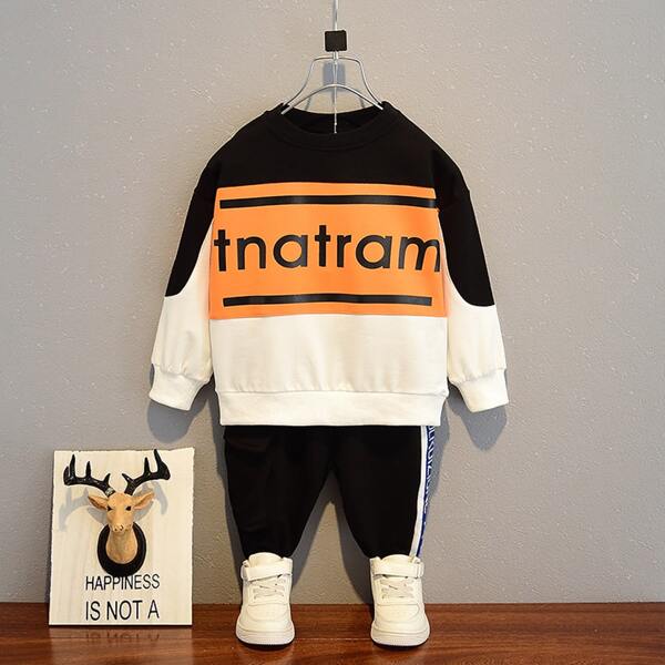 

Toddler Boys Colorblock Letter Graphic Sweatshirt With Joggers, Multicolor