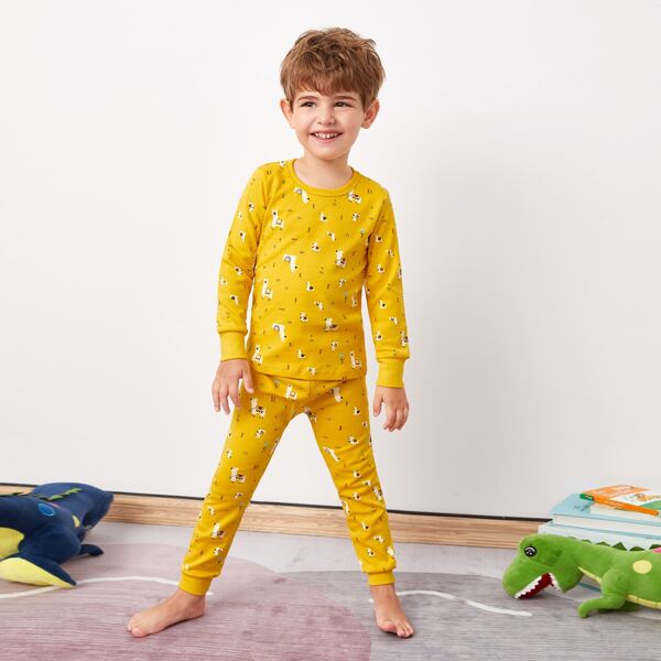 

Toddler Boys All Over Cartoon Graphic Pajama Set, Yellow