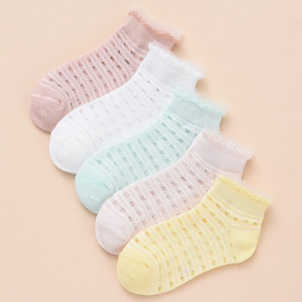 

5pairs Toddler Girls Plaid Socks, Multicolor