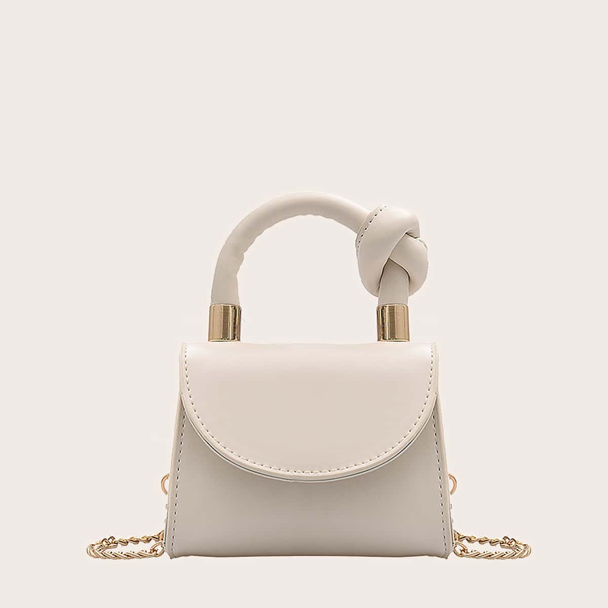

Mini Knot Detail Handle Satchel Bag, Beige