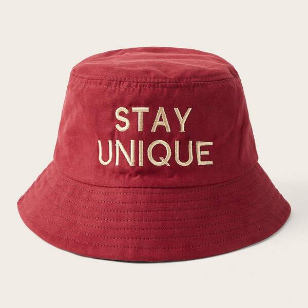 

Letter Embroidery Bucket Hat, Red