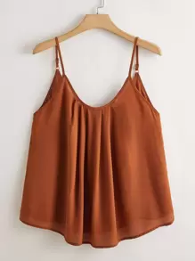 SHEIN LUNE Plus Pleated Cami Top - Brown - View 1