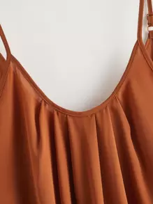 SHEIN LUNE Plus Pleated Cami Top - Brown - View 4
