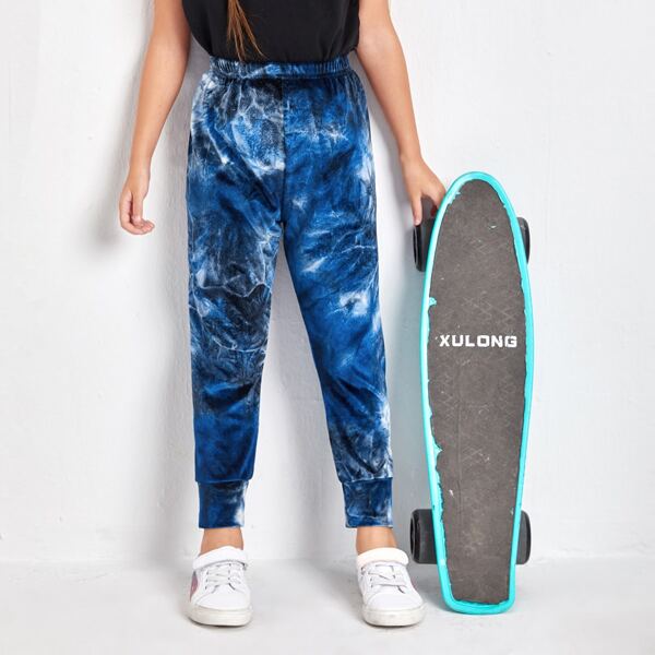 

Toddler Girls Tie Dye Elastic Waist Velvet Sweatpants, Blue