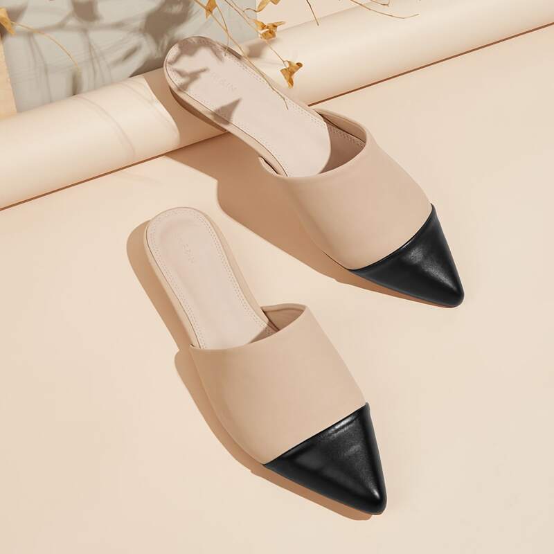 

Point Toe Colorblock Flat Mules, Multicolor