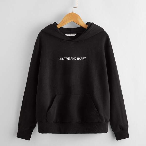 

Boys Drop Shoulder Letter Graphic Hoodie, Black