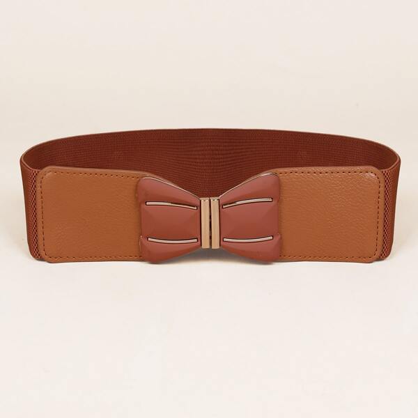 

Metal Bow Design Buckle Belt, Camel