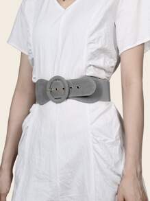 Round Buckle Wide Belt