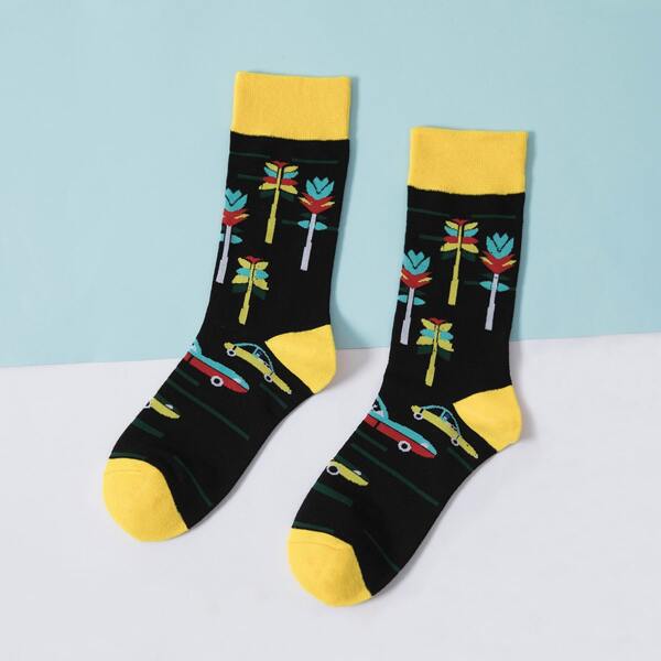 

Men Cartoon Graphic Socks, Multicolor