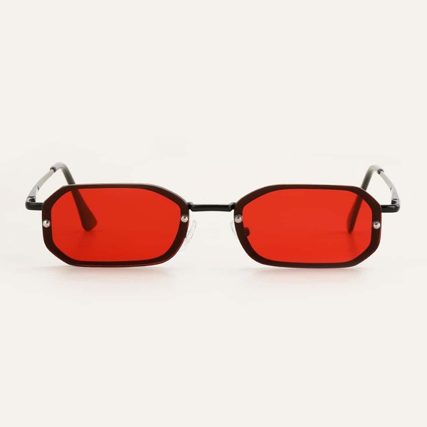 

Men Polygon Frame Sunglasses, Red