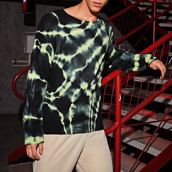 

Men Drop Shoulder Tie Dye Sweater, Multicolor
