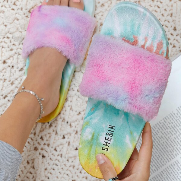 

Open Toe Tie Dye Foam Sole Slide Sandals, Multicolor