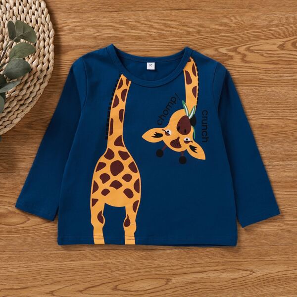 

Toddler Boys Cartoon And Letter Graphic Tee, Navy blue