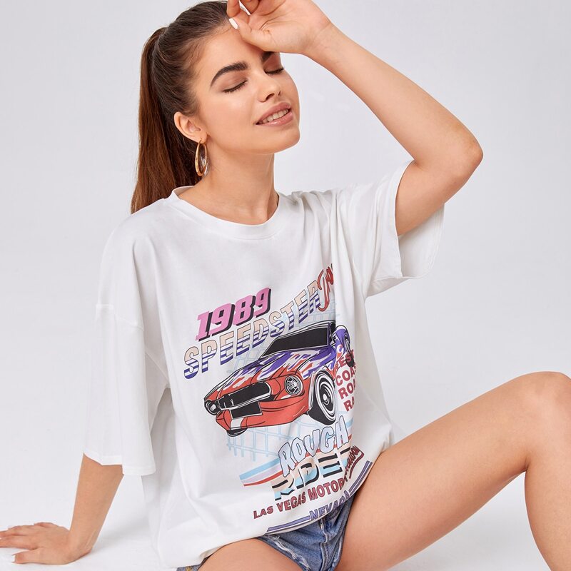 

Letter Graphic Oversized Tee, White