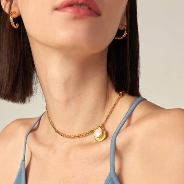 

Coin Charm Necklace, Gold