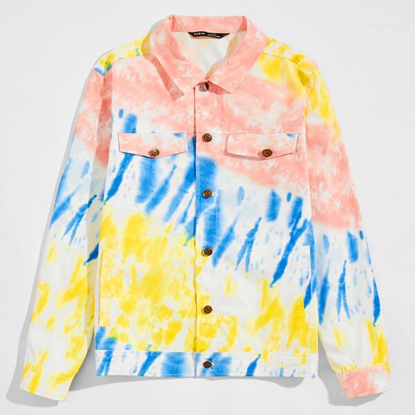 

Men Tie Dye Button Front Jacket, Multicolor
