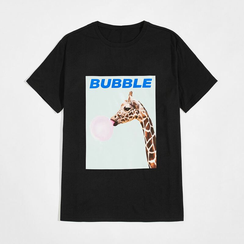

Guys Animal & letter Graphic Tee, Black