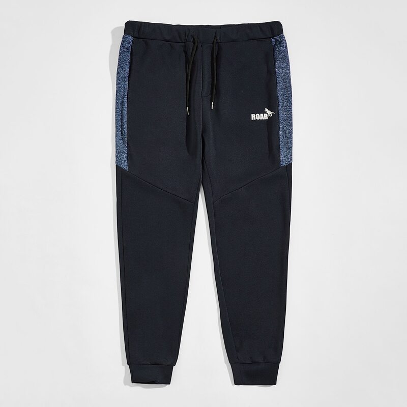 

Guys Letter Graphic Drawstring Waist Sweatpants, Black
