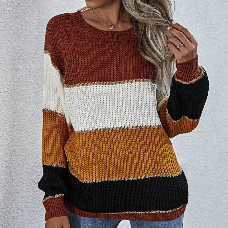 

Cut And Sew Raglan Sleeve Sweater, Multicolor