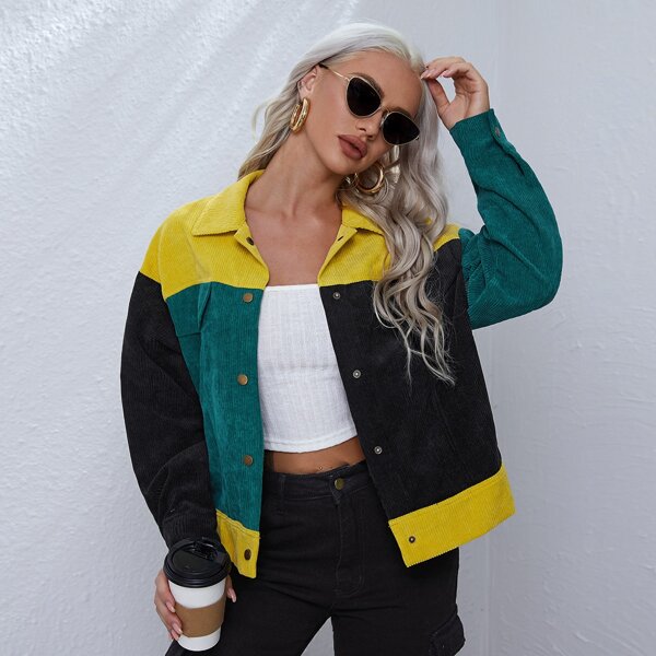 

Color Block Single Breasted Jacket, Multicolor