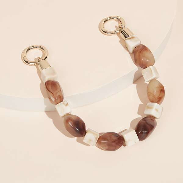 

Stone Beaded Bag Accessory, Brown