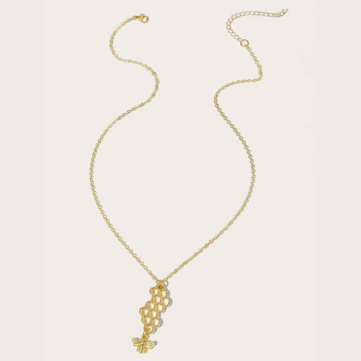 

Honeycomb & Bee Pendant Chain Necklace, Gold