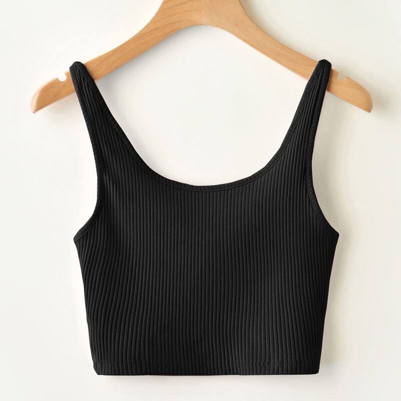 Solid Ribbed Cami, Black
