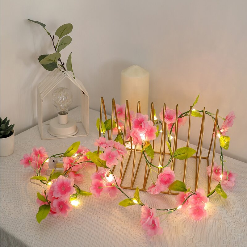 

1pc Artificial Flower String Light With 20pcs Bulb, Yellow