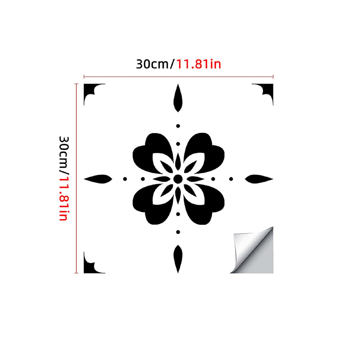 

1pc Vintage Flower Pattern Floor Sticker, Black and white