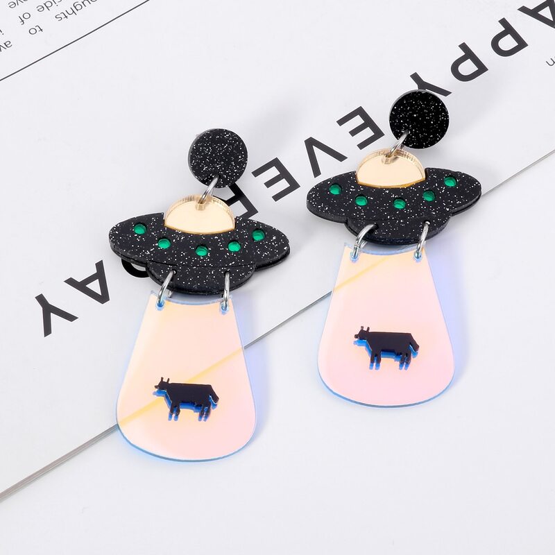 

Planet & Animal Design Drop Earrings, Multicolor