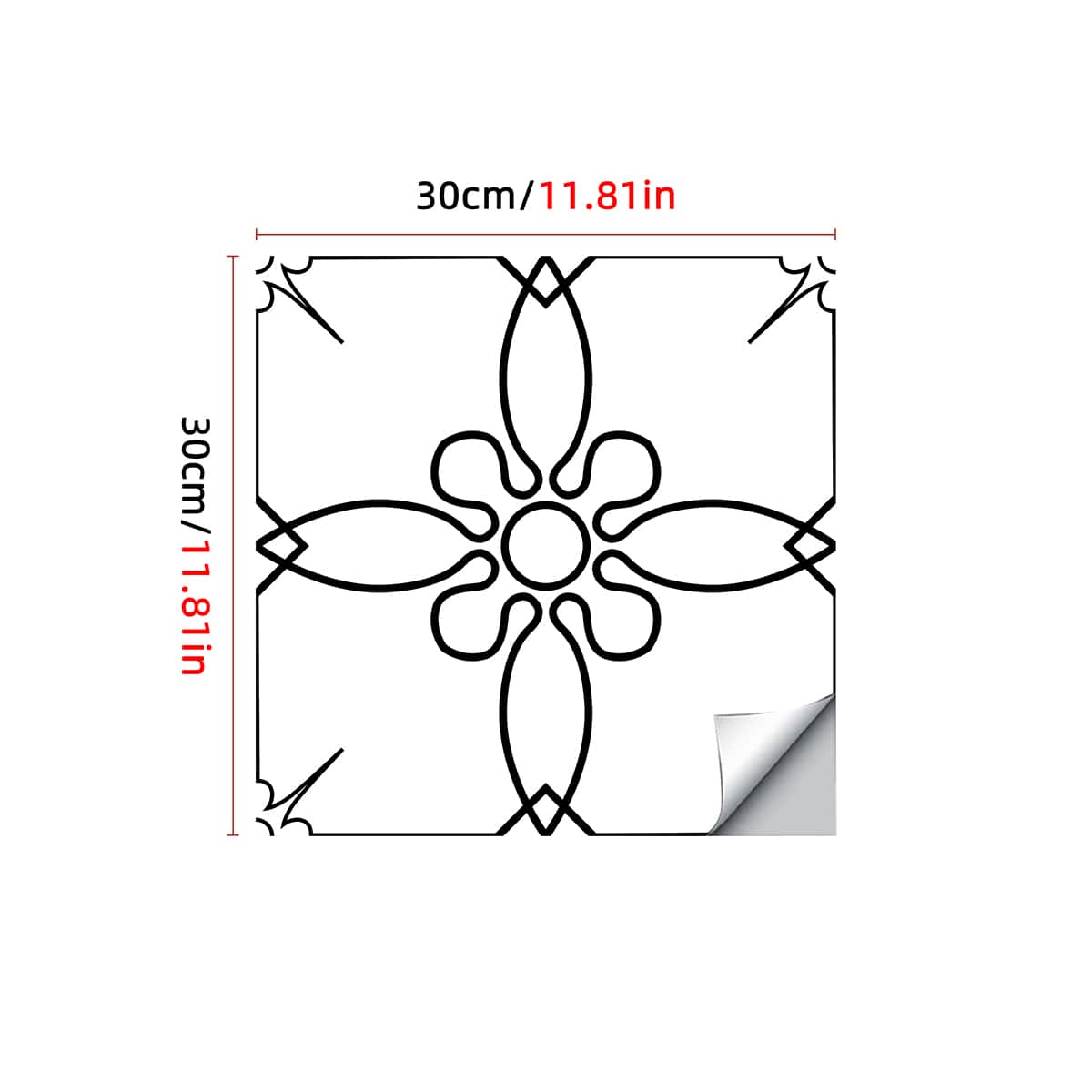 

1pc Vintage Flower Pattern Floor Sticker, Black and white