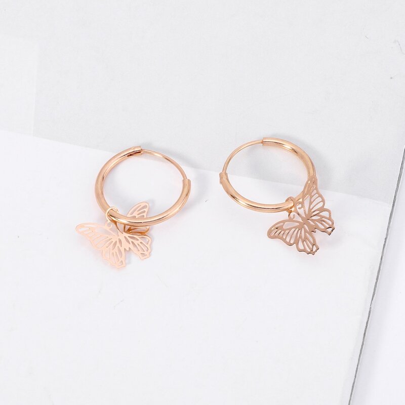 

Hollow Butterfly Hoop Earrings, Gold
