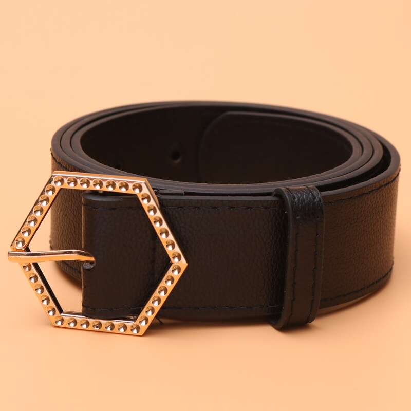 

Hexagon Shaped Buckle Belt, Black