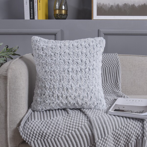 

Plain Plush Cushion Cover Without Filler, Grey