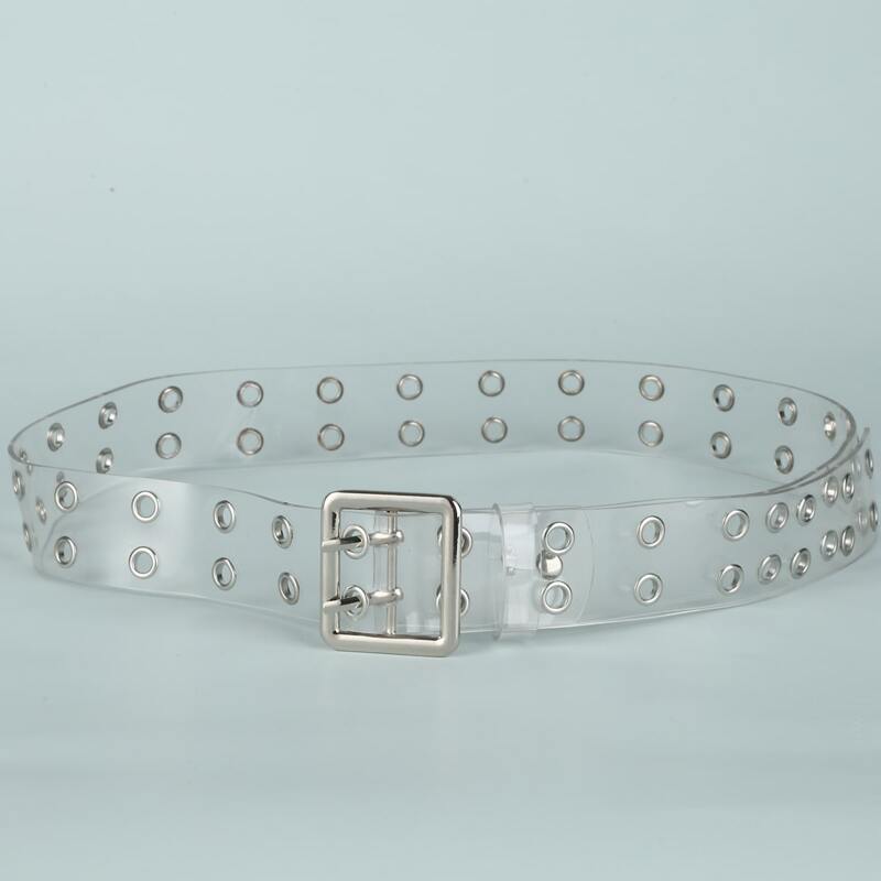 

Eyelet Decor Transparent Belt, Clear