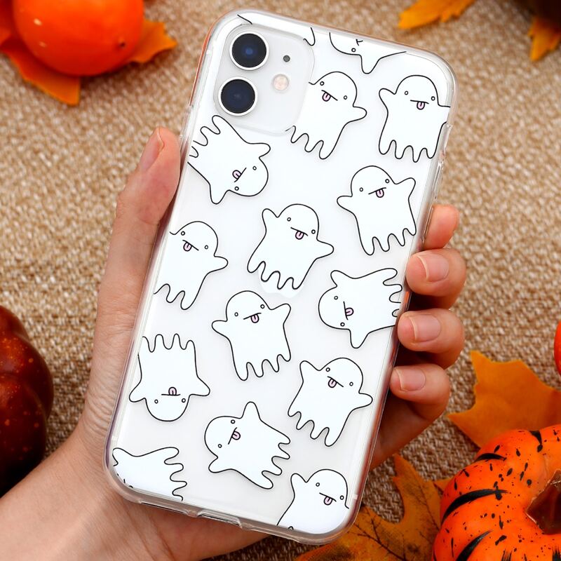 

Cartoon Ghost iPhone Case, White