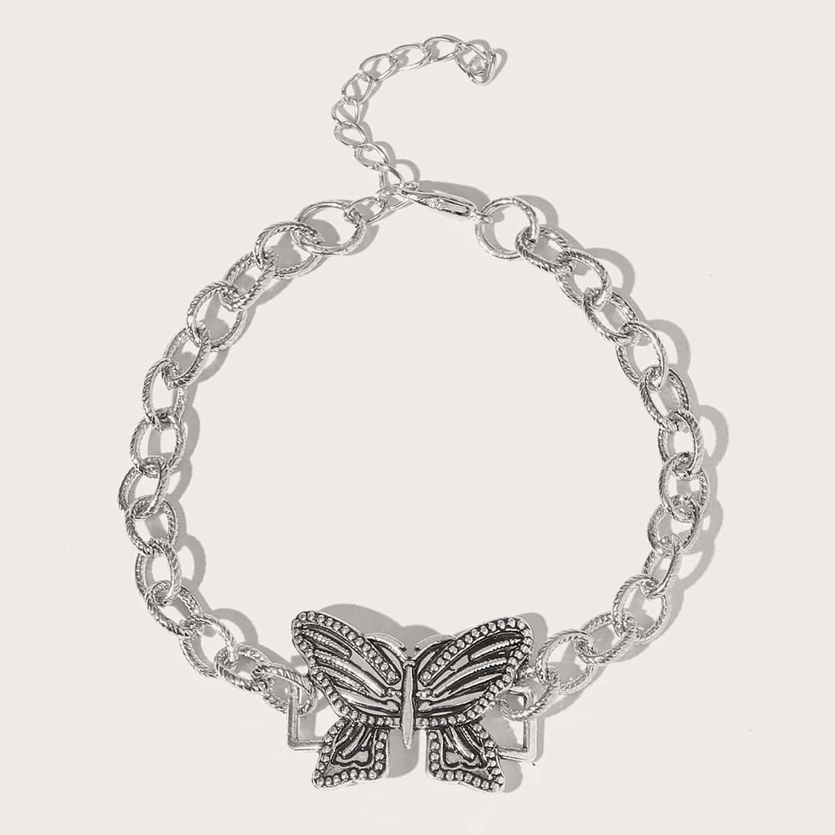 

Butterfly Design Charm Bracelet, Silver
