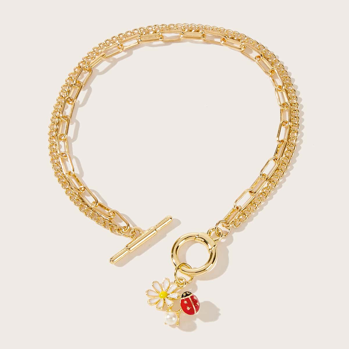 

Daisy & Ladybug Decor Chain Bracelet, Multicolor
