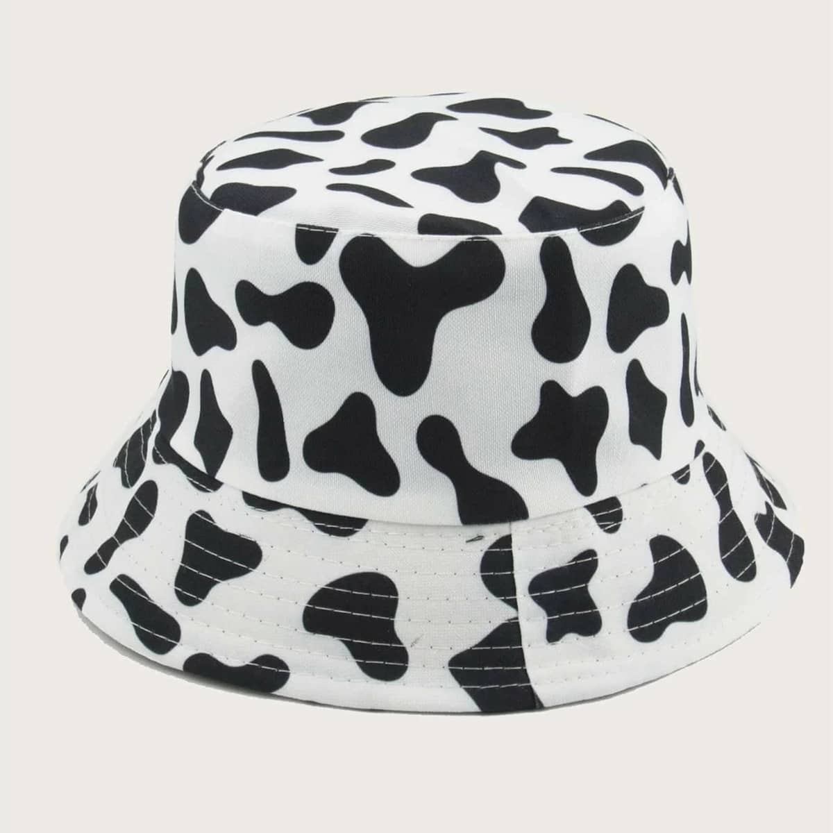 

Cow Print Bucket Hat, Black and white