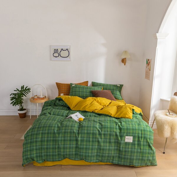 

Plaid Pattern Bedding Set Without Filler, Green