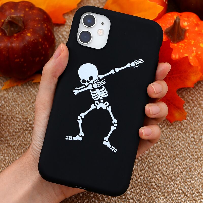 

Skeleton Print iPhone Case, Black and white