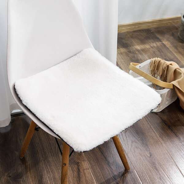 

1pc Plain Plush Chair Pad, White