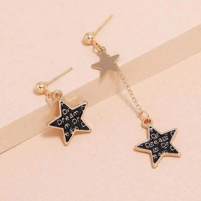 

Star Drop Earrings, Black