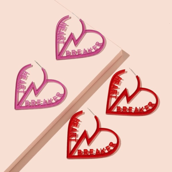 

2pairs Heart Design Stud Earrings, Multicolor
